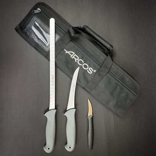 Pack Cortador Home Pro: Cuchillo Jamonero + Deshuesador + Puntilla + Estuche + Regalo